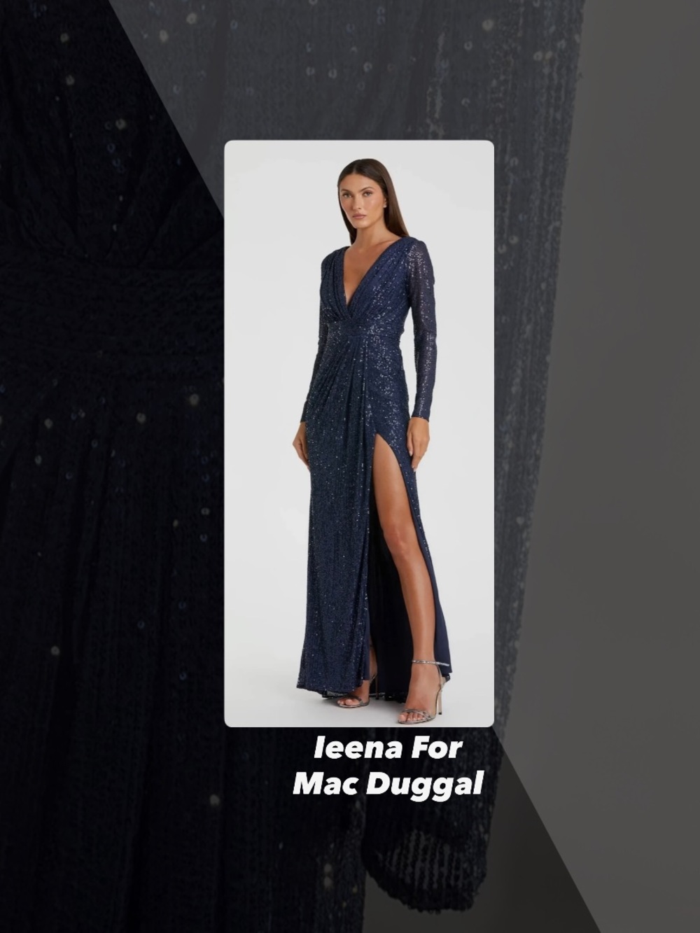 GUC Ieena For Mac Duggal Navy Sequined Gown